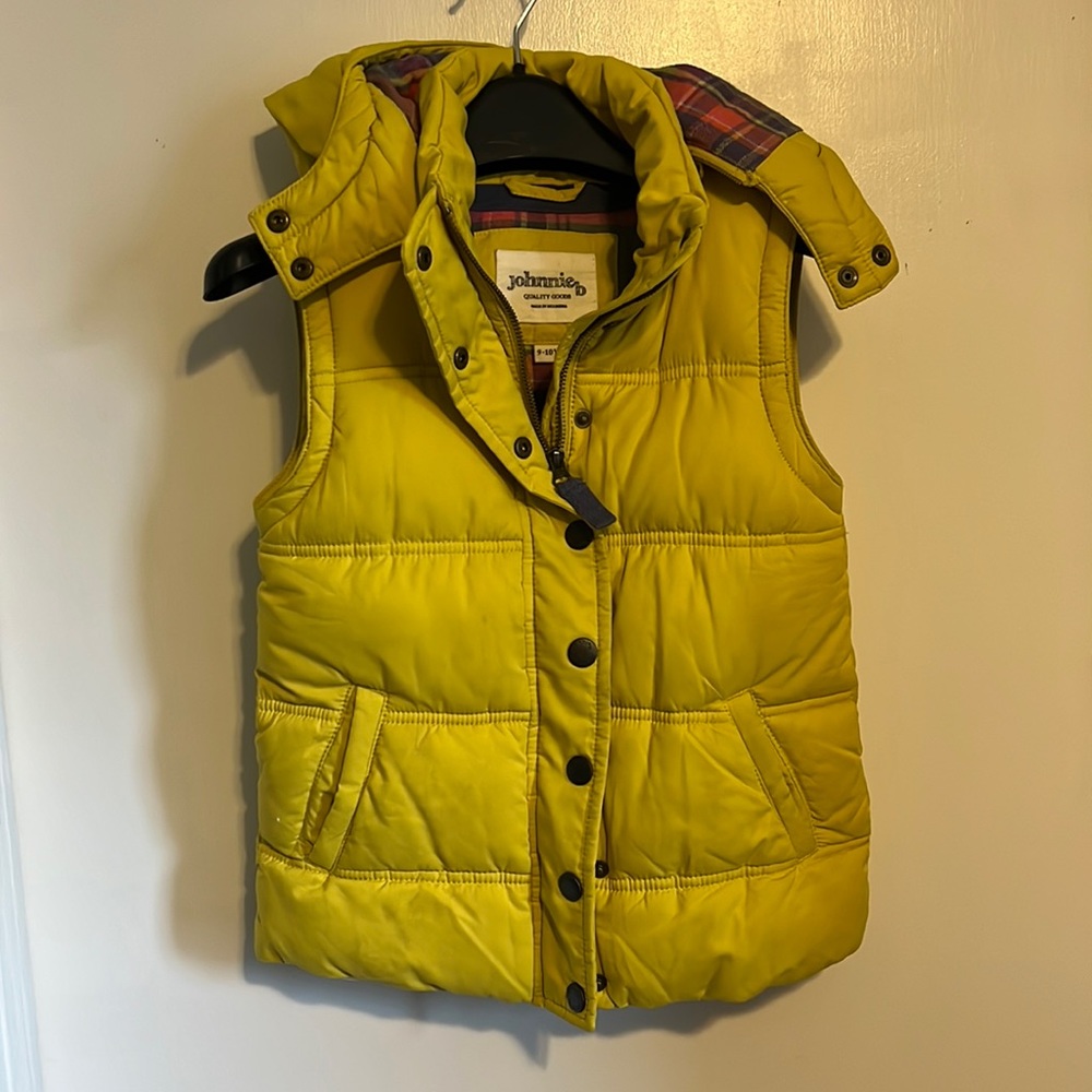 kids vest with flannel lining zip off hood